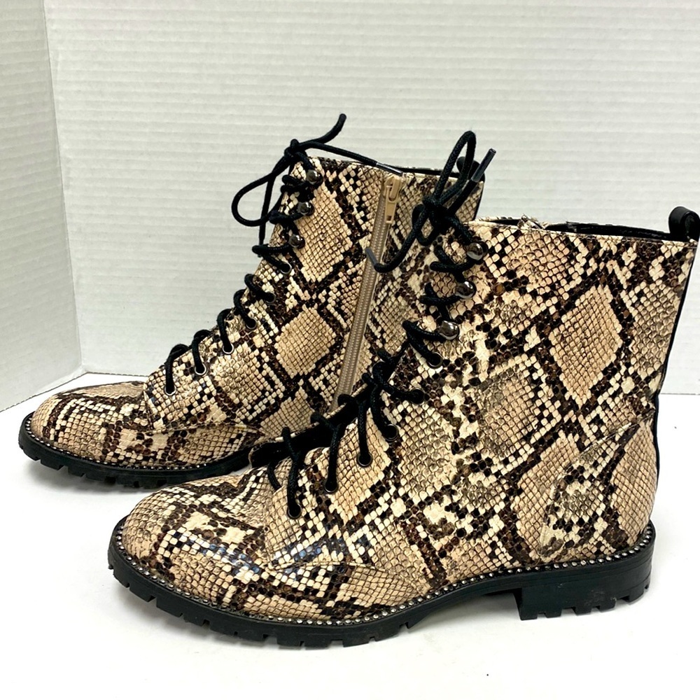 Express Faux Snakeskin Combat Boots